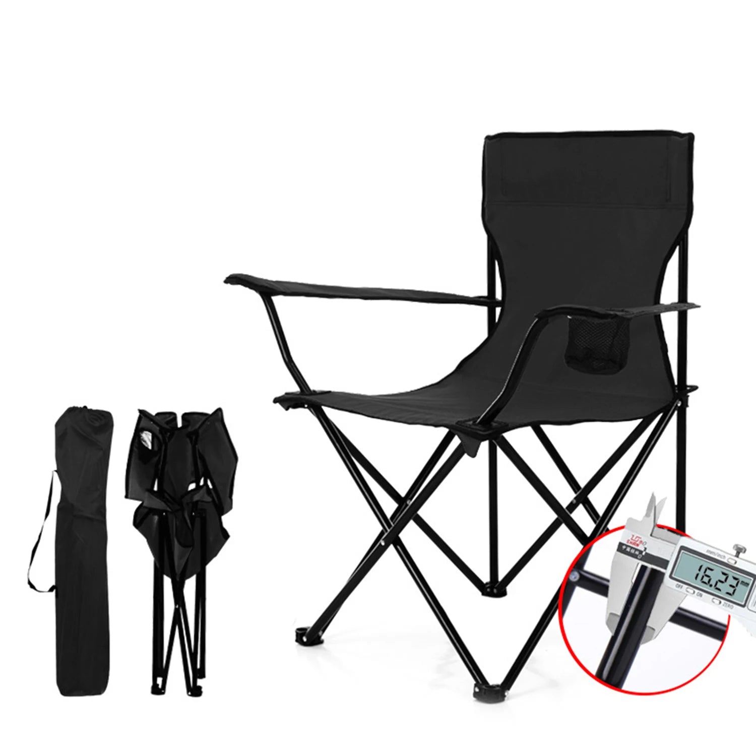 Greatoyar Folding Steel Camping Chair, Folding Camping Chair Leisure Chair, with Storage Bag, for Outdoor, Fishing, Festival, Picnic
