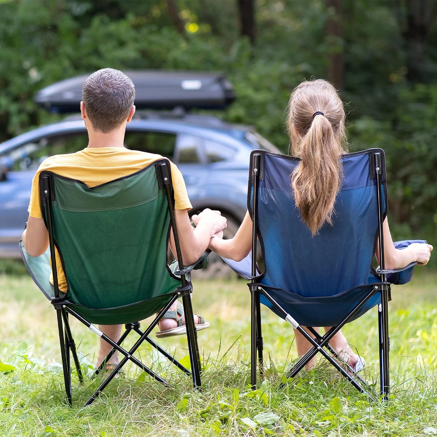 Greatoyar Folding Steel Camping Chair, Folding Camping Chair Leisure Chair, with Storage Bag, for Outdoor, Fishing, Festival, Picnic