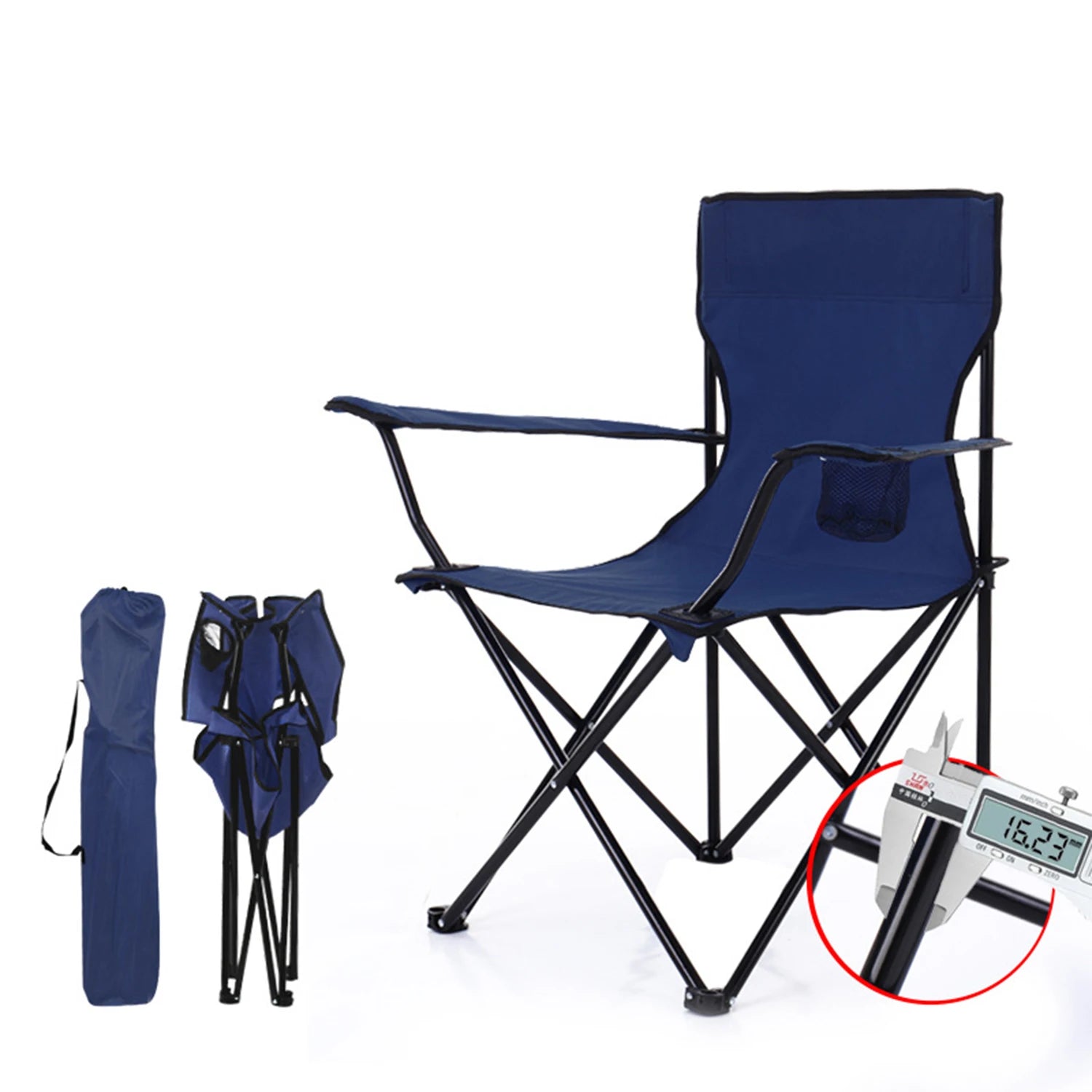 Greatoyar Folding Steel Camping Chair, Folding Camping Chair Leisure Chair, with Storage Bag, for Outdoor, Fishing, Festival, Picnic