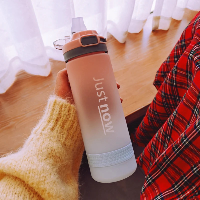 500ml/600ml New Fashion Water Bottle With Straw BPA Free Portable Outdoor Sport Cute Drinking Plastic Bottles Eco-Friendly