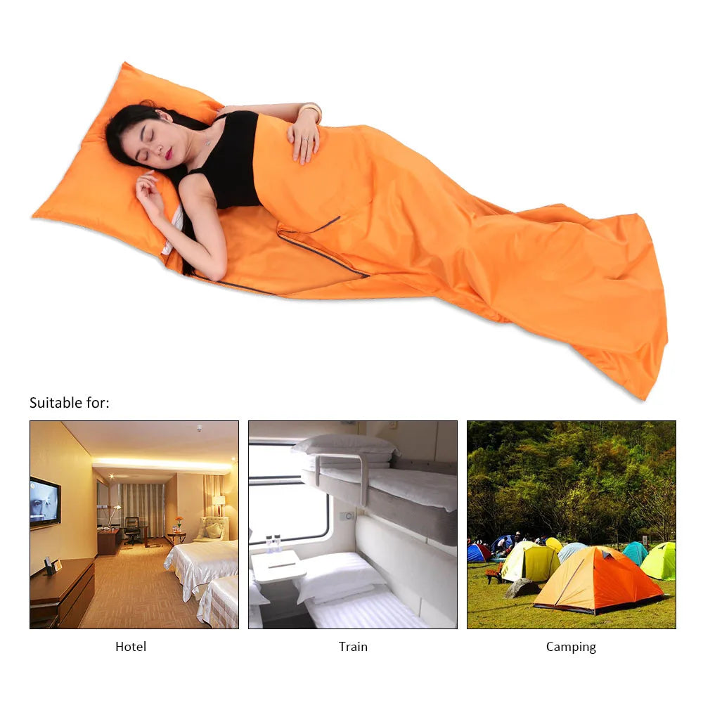 Tomshoo 70*210CM Portable Sleeping Bag Outdoor Travel Camping Hiking Polyester Pongee Healthy Sleeping Bag Liner with Pillowcase