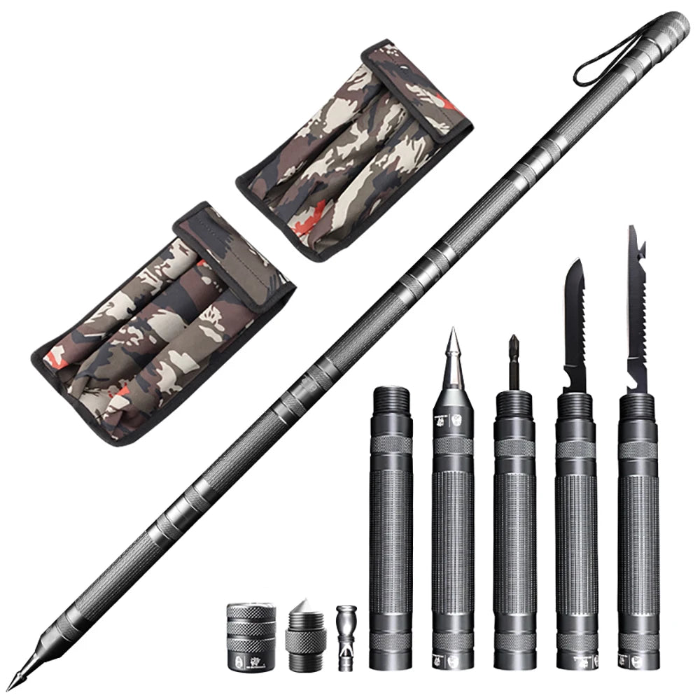 Multifunctional Camping Self Defense Stick, Outdoor Sports, Hiking Survival Tool, Walking Stick, Tactical Stick