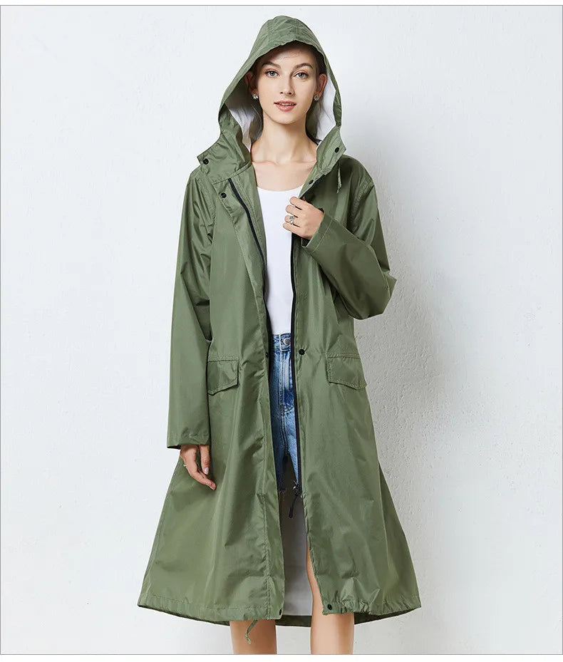 Long Raincoat for Men and Women, Raincoat, Breathable, Portable, Water-Repellent, Poncho Coat, Jacket