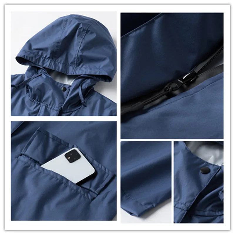 Long Raincoat for Men and Women, Raincoat, Breathable, Portable, Water-Repellent, Poncho Coat, Jacket