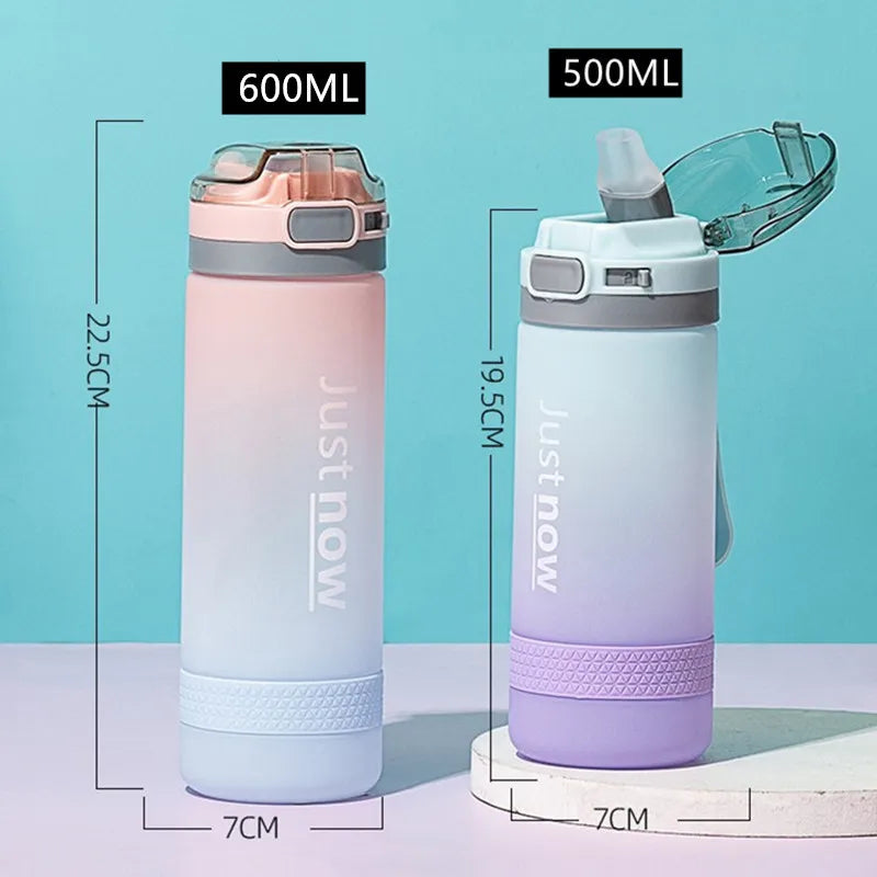500ml/600ml New Fashion Water Bottle With Straw BPA Free Portable Outdoor Sport Cute Drinking Plastic Bottles Eco-Friendly