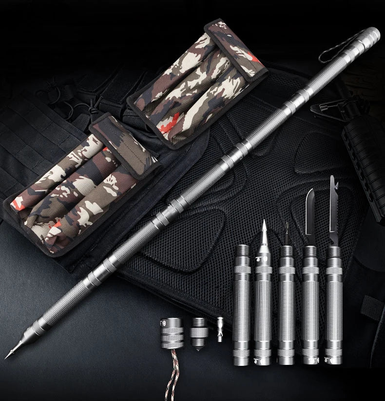 Multifunctional Camping Self Defense Stick, Outdoor Sports, Hiking Survival Tool, Walking Stick, Tactical Stick