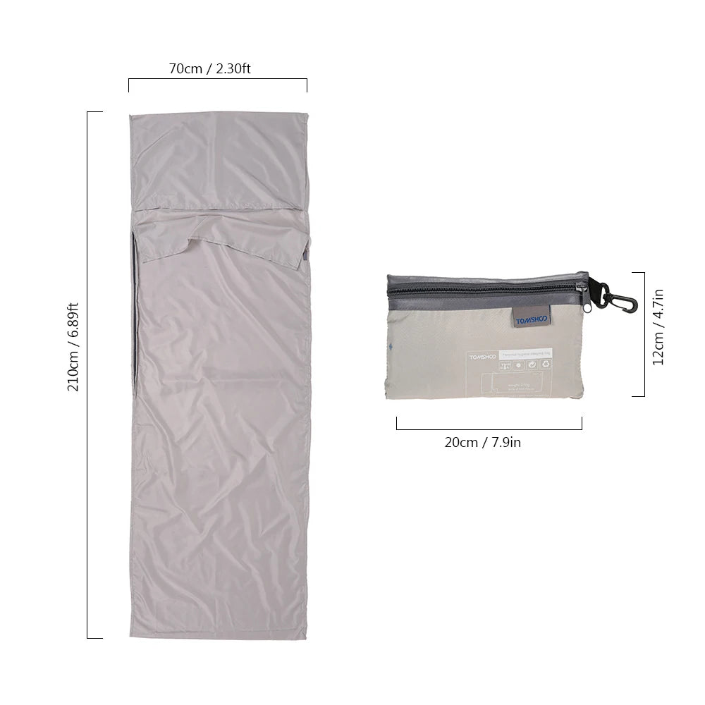 Tomshoo 70*210CM Portable Sleeping Bag Outdoor Travel Camping Hiking Polyester Pongee Healthy Sleeping Bag Liner with Pillowcase