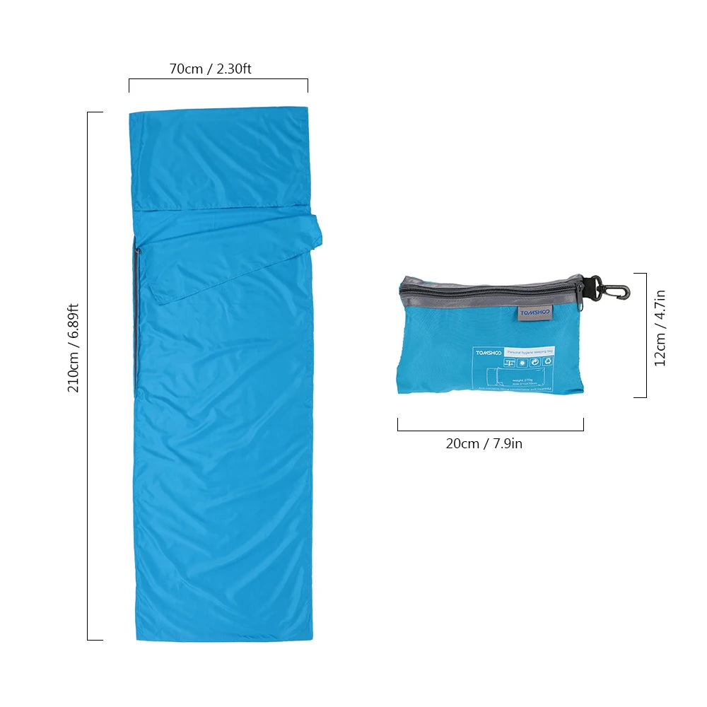 Tomshoo 70*210CM Portable Sleeping Bag Outdoor Travel Camping Hiking Polyester Pongee Healthy Sleeping Bag Liner with Pillowcase