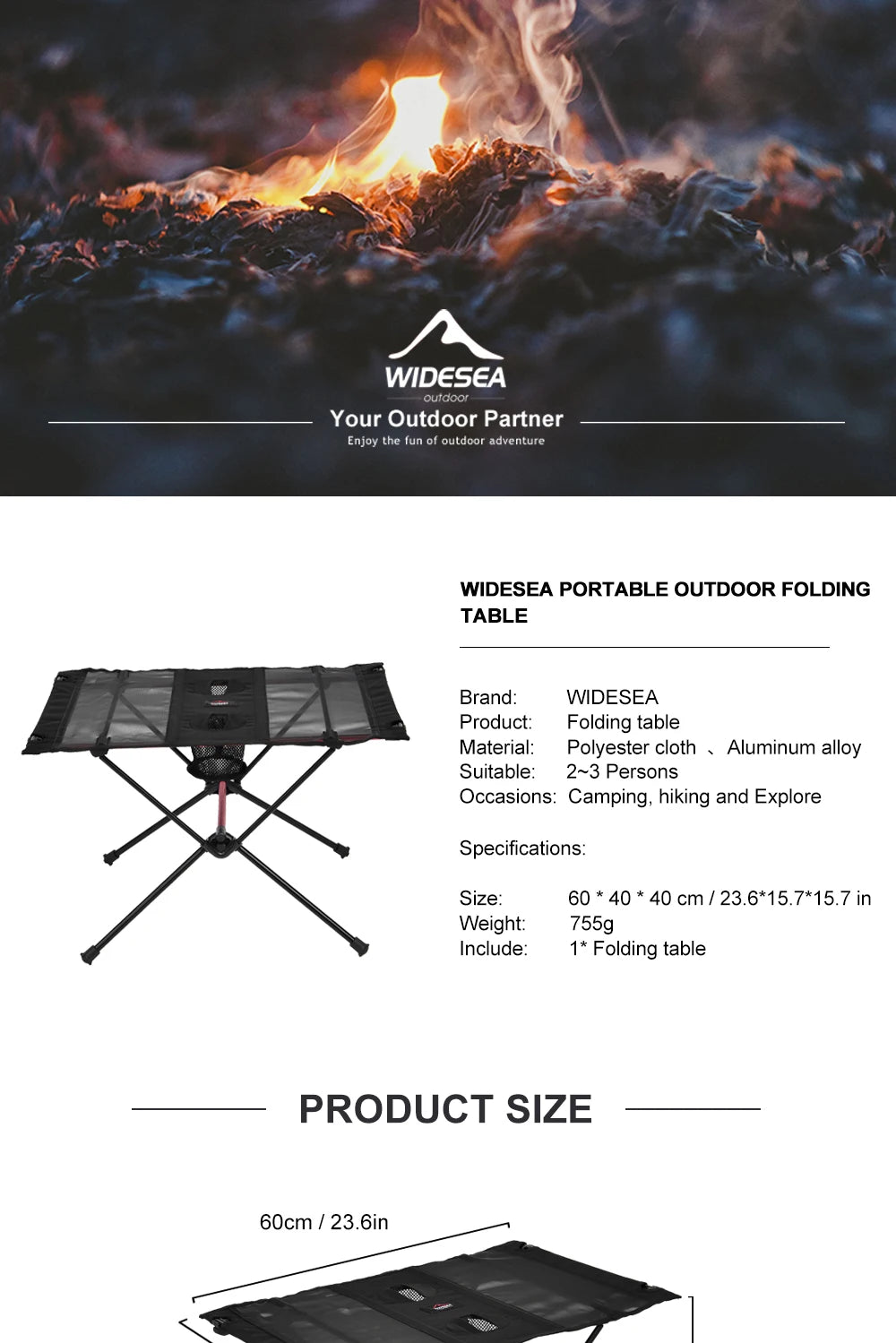 Widesea Camping Folding Table Tourist Picnic Pliante Dinner Foldable Travel Furniture Equipment Supplies Tourism Outdoor Fishing
