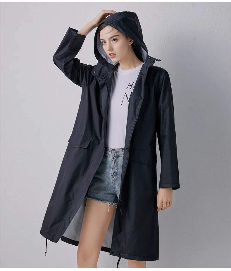 Long Raincoat for Men and Women, Raincoat, Breathable, Portable, Water-Repellent, Poncho Coat, Jacket