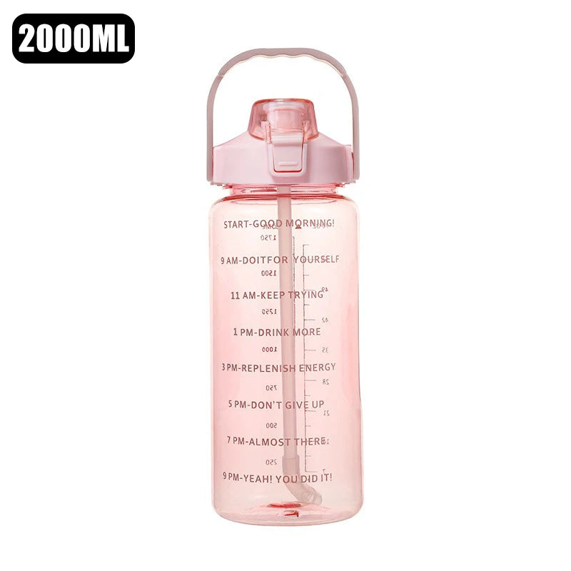 2 Liters Water Bottle With Straw Large Capacity Water Cup Portable Travel Bottle Sports Fitness Cup High Value Big Fat Cup