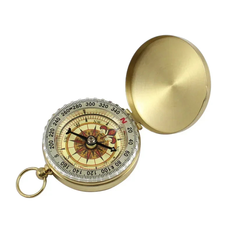 Compass New Outdoor Camping Hiking Portable Pocket Brass Gold Color Copper Compass Navigation with Noctilucence Display