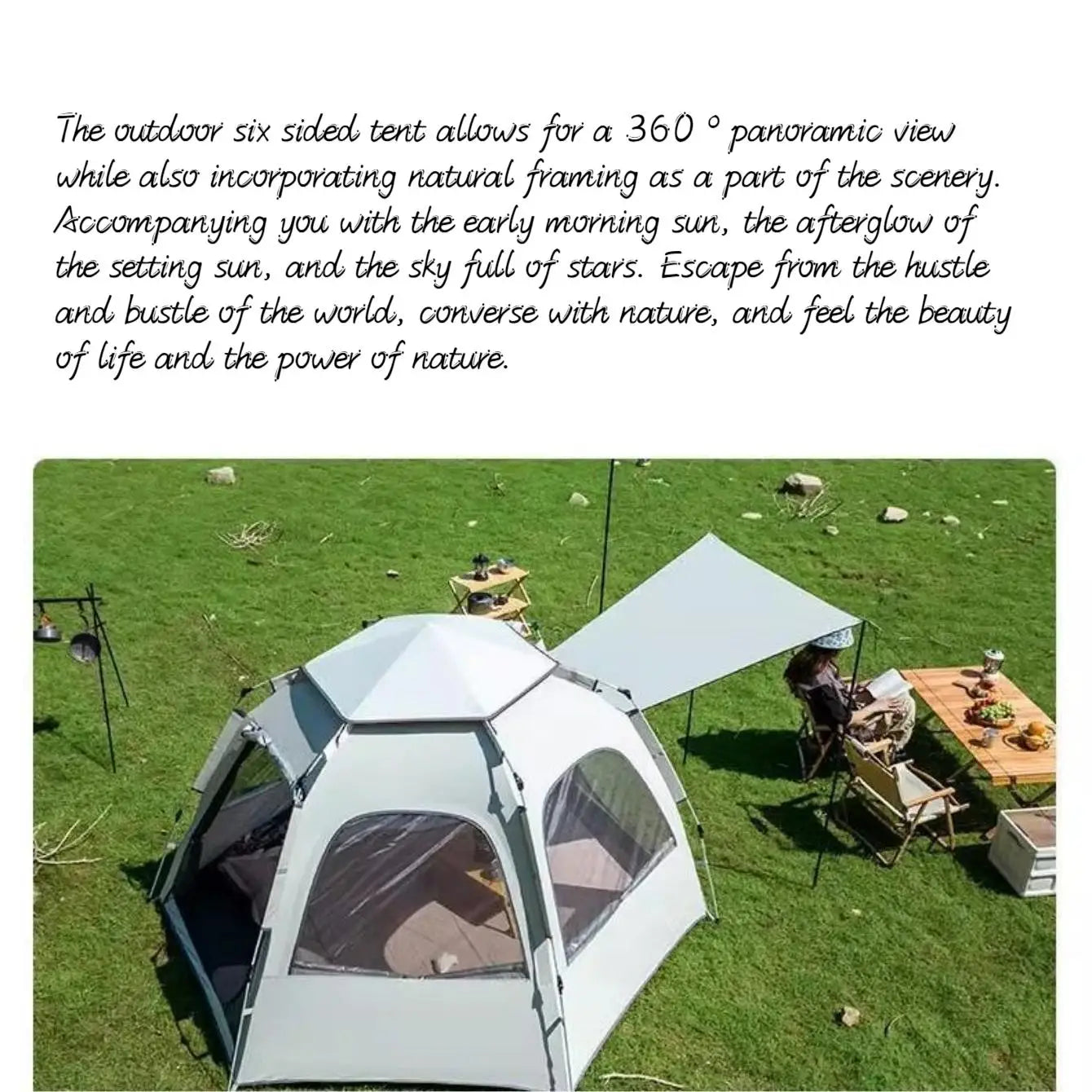 Camping pop up tents waterproof Portable Windproof tents for camping 4 person family tent with Skylight,Upgraded Large Size