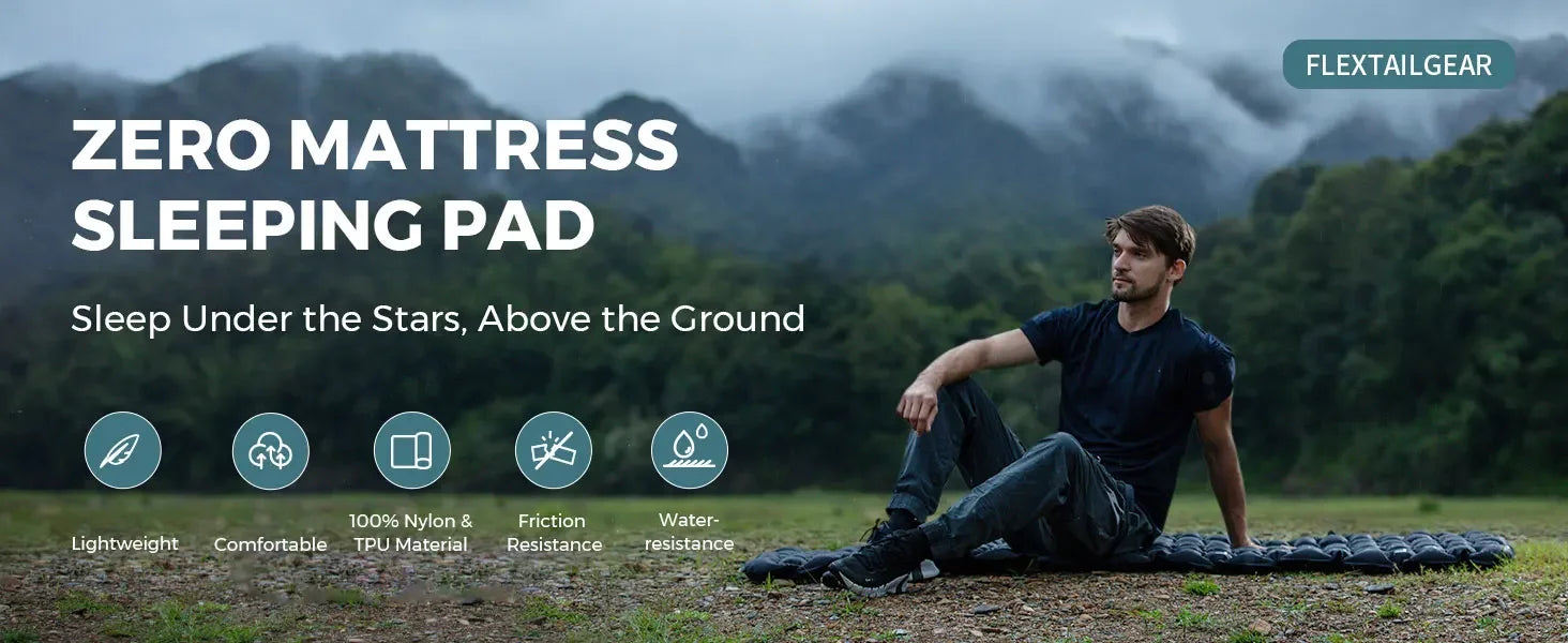 ZERO MATTRESS SLEEPING PAD With Nylon & TPU Material,Suitable for Camping, Picnic, Beach, Ergonomic Design,Water-Resistant