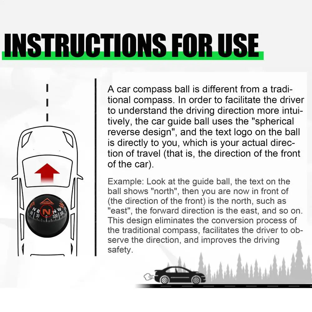 Compass For Vehicle Boat Car Dashboard Compass With Meter 2-In-1 Car Mount Compass Ball High Precision Navigation Foldable