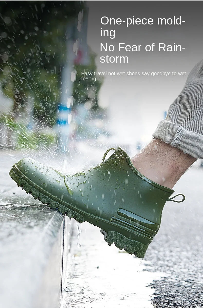 Rain Boots， for Men and Women, New Waterproof Shoes, Short Tube, Non-slip, Thick Sole, Wear-resistant, Warm Couple Camping Shoes