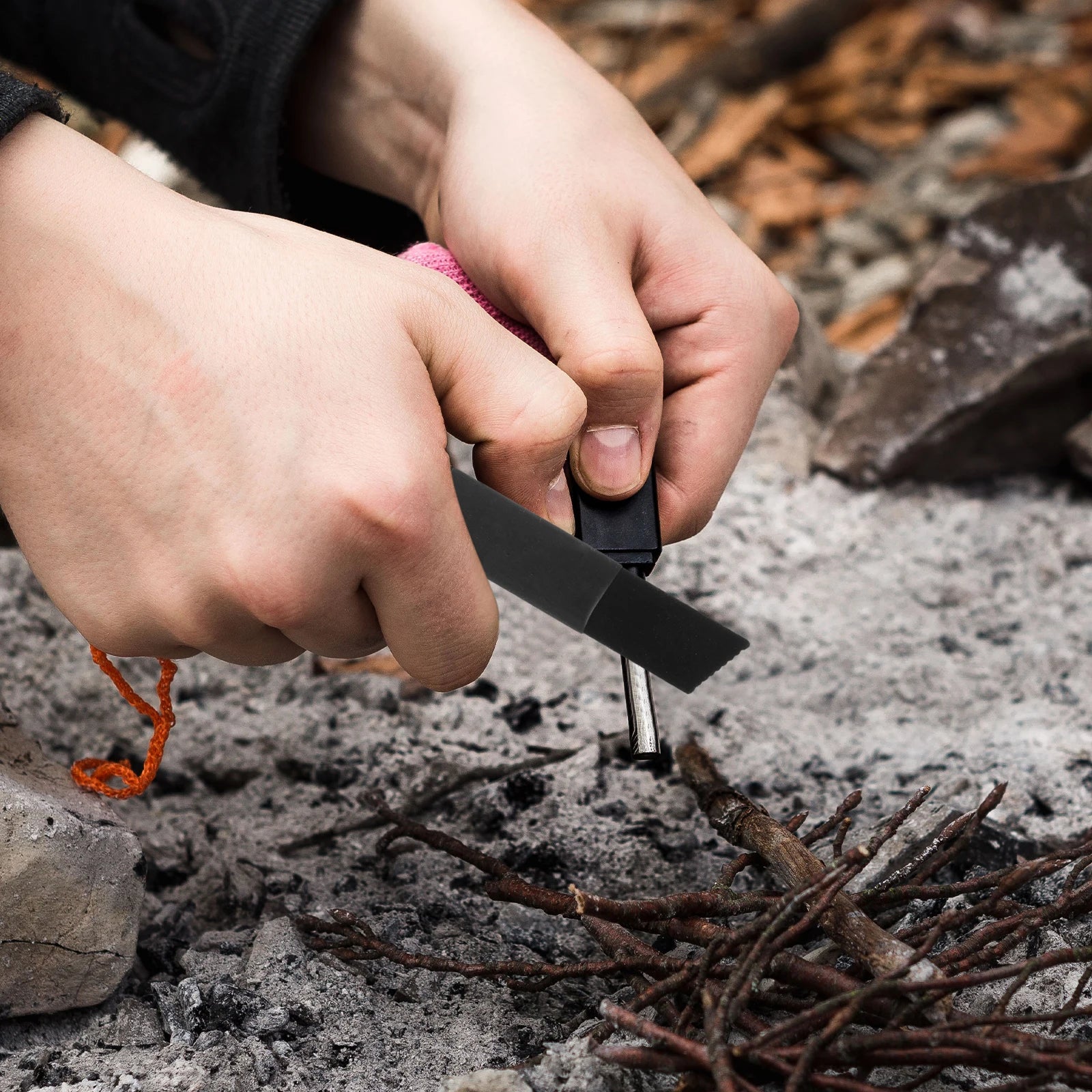 10 Pcs Fire Scraper Starters Black Stainless Steel Flint Campfires Survival Outdoor Accessories Emergency Magnesium Rods Striker