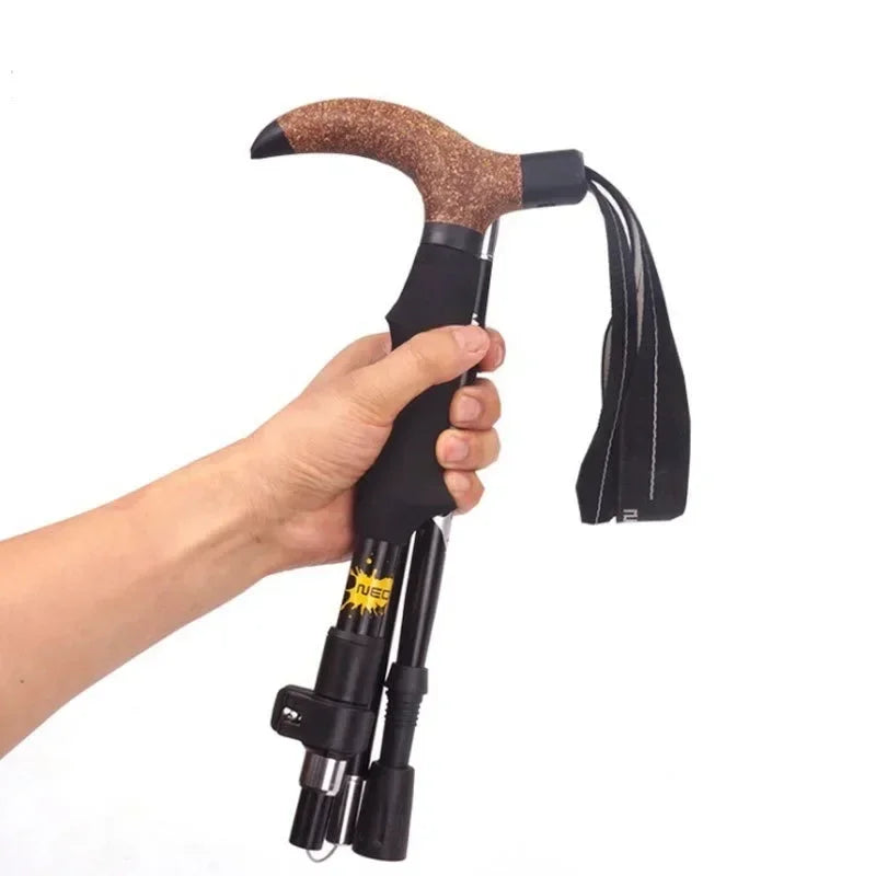 Camping Travel Hiking Stick Walking Cane Folding Walking Sticks Aluminum Alloy Crutches Trekking Cane Stretch Hiking Stick