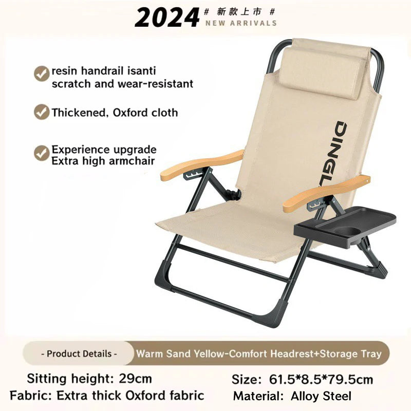 Angle Adjustable Camping Chair with Detachable Pillows,long Camping Chair Fishing Chair Folding for Camping Fishing Hiking