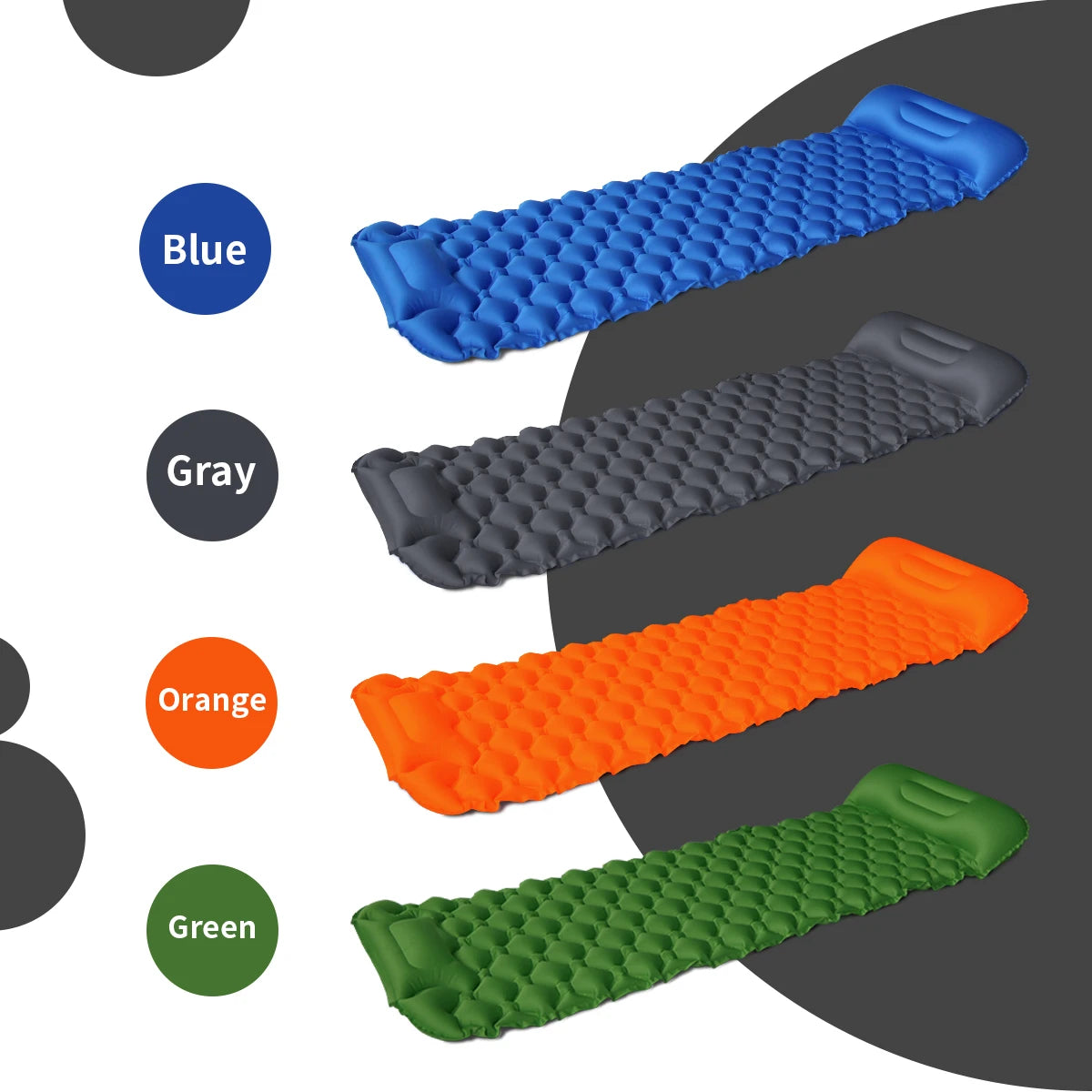 Outdoor Sleeping Pad with Pillow Ultralight, 77”*23.6”*2.4” Inflatable Camp Sleeping Mattress for Adult