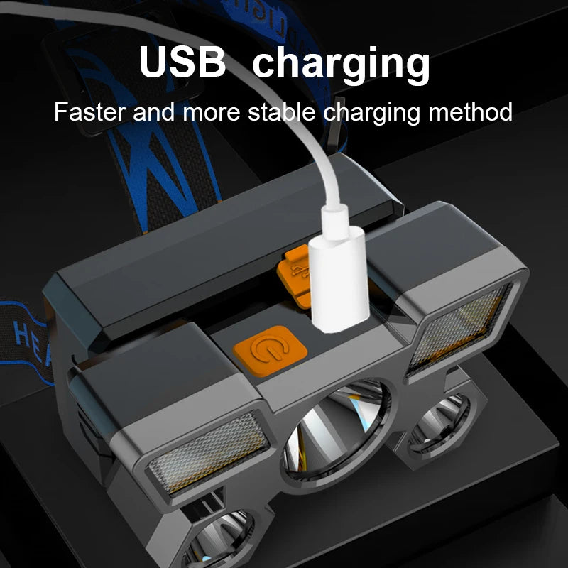 80000LM Powerful Headlamp USB Rechargeable Headlight Flashlight Large aperture XHP360 LED Head lamp Camping Fishing Head Lantern