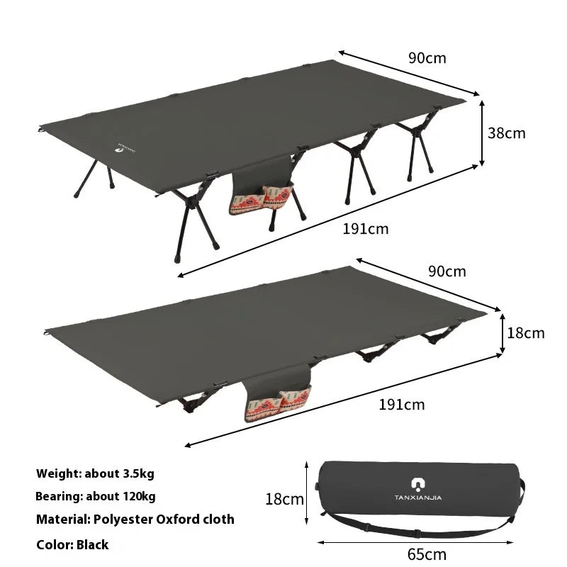 Lohascamping 90cm widen Camping cot Ultralight Portable High-low dual-purpose folding Bed Backpacking Travel hiking Sleeping Cot