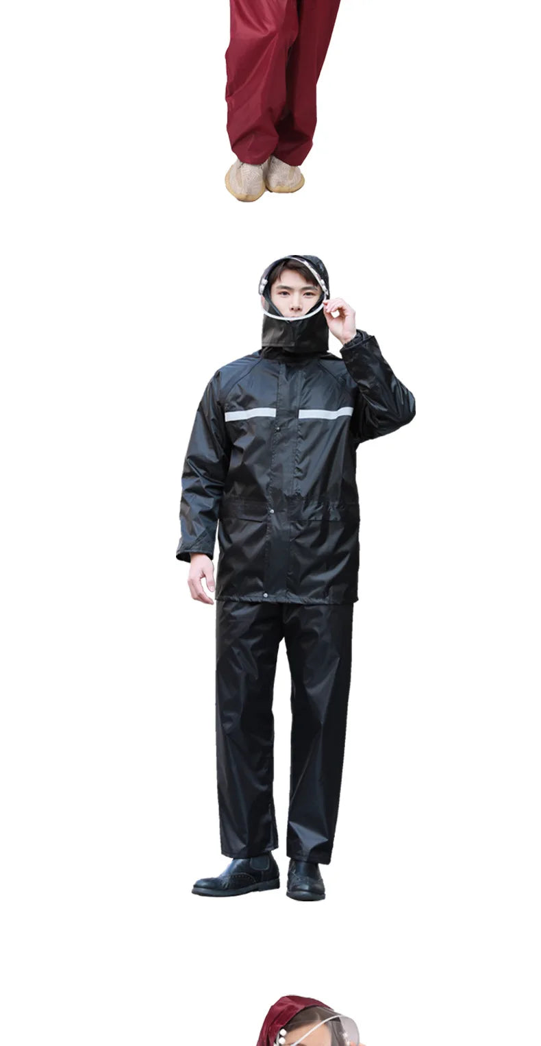 Raincoat and Rainpants Suit Full Body Rainstorm Prevention Electric Bicycle Motorcycle Takeaway Riding Reflective Split Raincoat