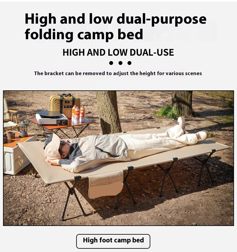 Lohascamping 90cm widen Camping cot Ultralight Portable High-low dual-purpose folding Bed Backpacking Travel hiking Sleeping Cot