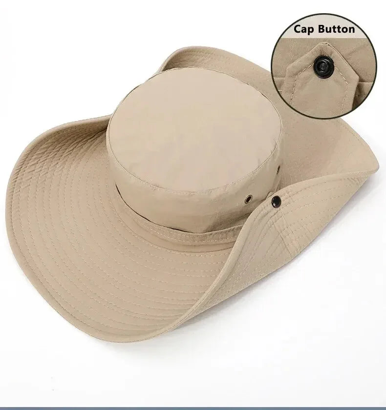 New Sun Protection Fishing Hat Summer Breathable Mesh Camping Hiking Caps Anti-UV Sun Hat Mountaineering Caps Men's Panama Hat