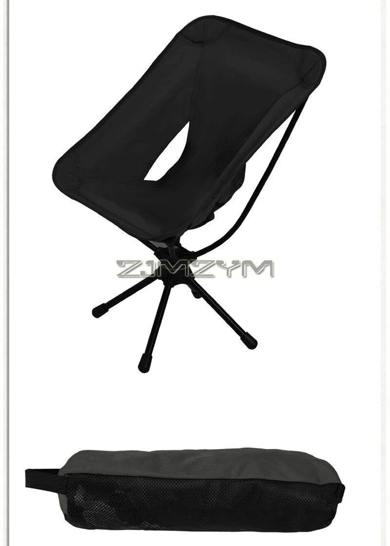 Swivel Portable Camping Chair Compact Collapsible Folding Chair with Carry Bag - Support 140kg - Outdoor Backpacking Chair