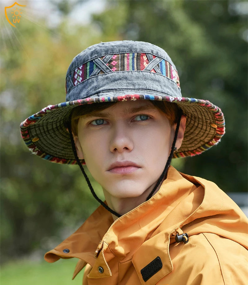 2024 Fashion Summer Bucket Hat Outdoor Camping Cap Hiking Fishing Hats Fishing Accessories Bike Accessories Cowboy Hats Sun Caps