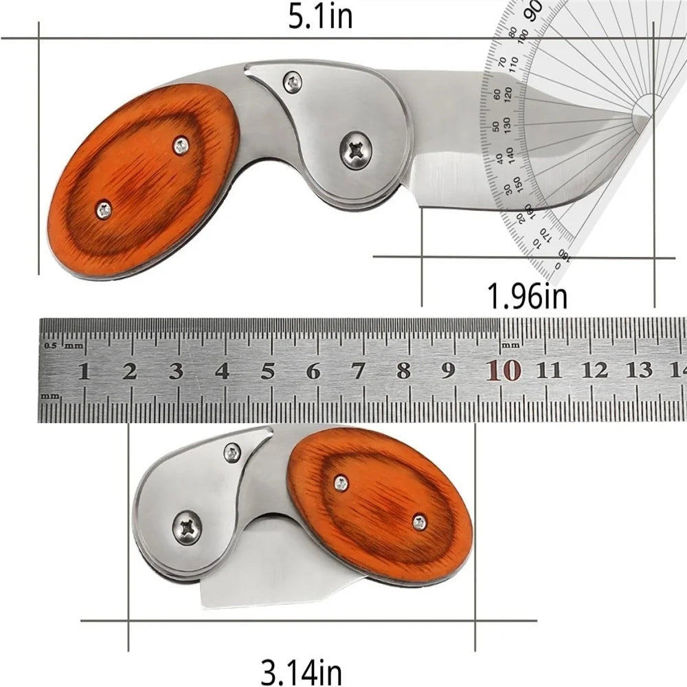 Portable Mini Folding Pocket Knife Wooden Handle Knives Outdoor Hunting Tactical EDC Survival Self Defense EDC Tool With Clip