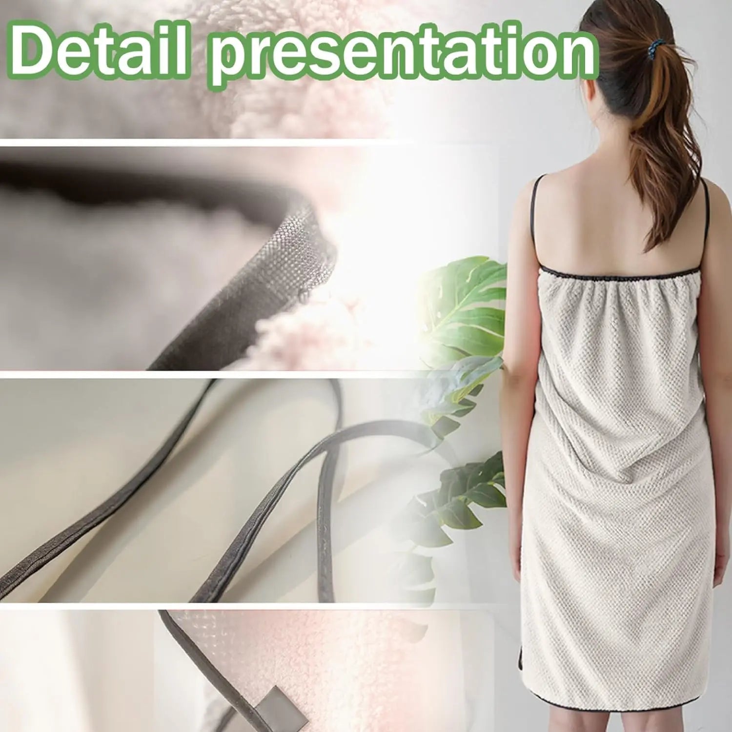 Quick Dry Sling  Wearable Bath Towel Bathrobe Dress for Shower Pool Spa Bathroom White Towel Wrap for Women