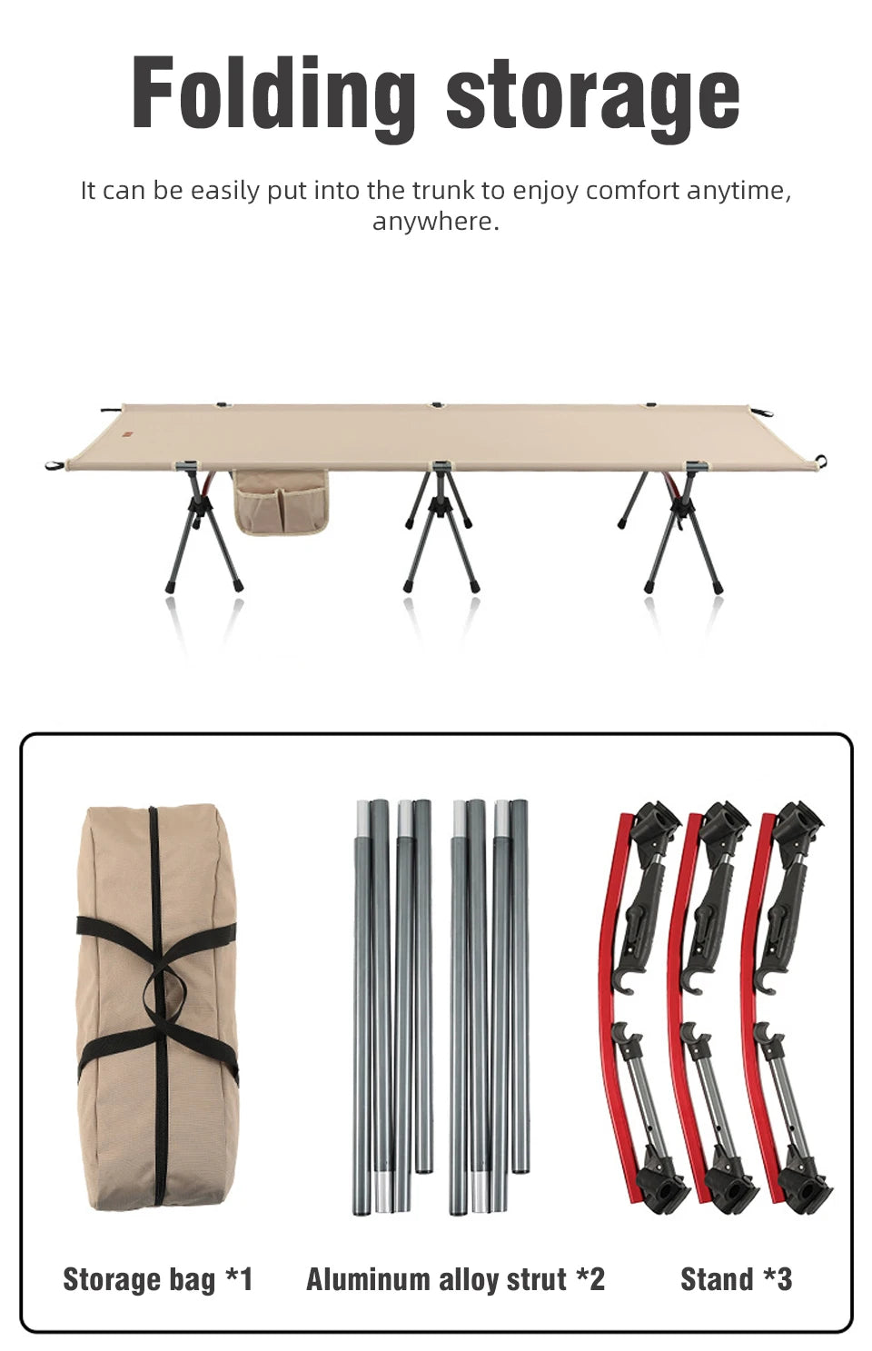 PACOONE Camping Cot  Folding Camping Bed Portable Outdoor Bed Comfortable Sleeping Cots for Adults & Kids Camping, Travel, RV