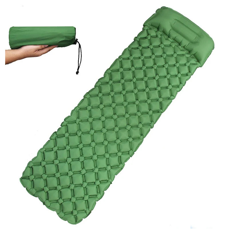 Double Sleeping Pad for Camping Inflatable Mattress with Pillow Outdoor Mat Travel Bed Cushion Built-in Pump 2 Person for Hiking