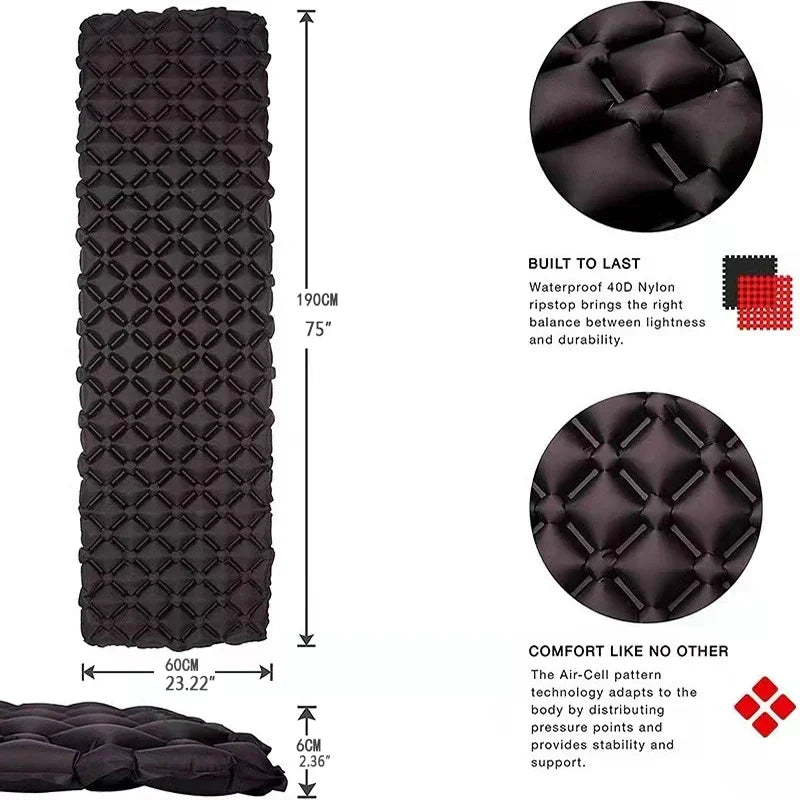 Inflatable Sleeping Pad  - Portable & Compact  Mat for Sleeping - Ultralight & Waterproof Sleeping Mat for Hiking