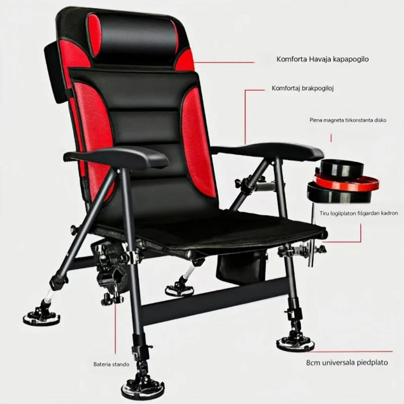 Outdoor Retractable Fishing Chair Portable Fishing Chair With Adjustable Stool Folding Camping Chair Fishing Equipment