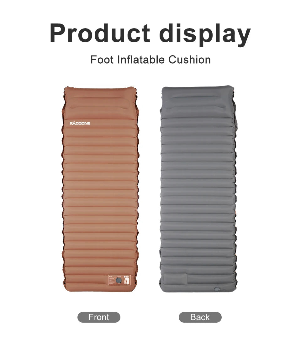 PACOONE 10Cm Thicken Sleeping Pad Ultralight Self-inflating Air Mattress Splicing Bed Beach Picnic Mat Camping Tent Air Cushion