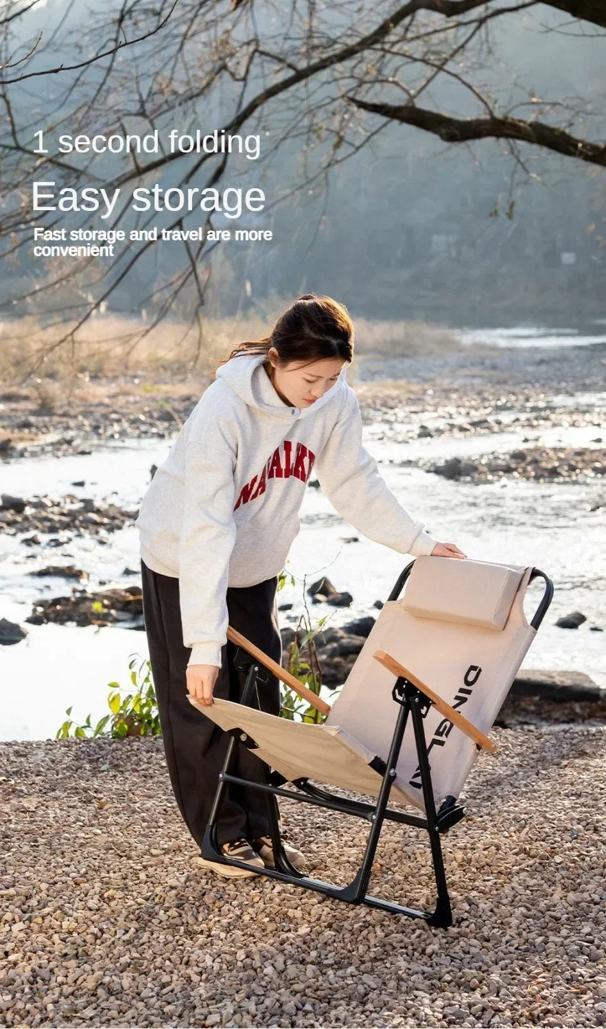 Angle Adjustable Camping Chair with Detachable Pillows,long Camping Chair Fishing Chair Folding for Camping Fishing Hiking