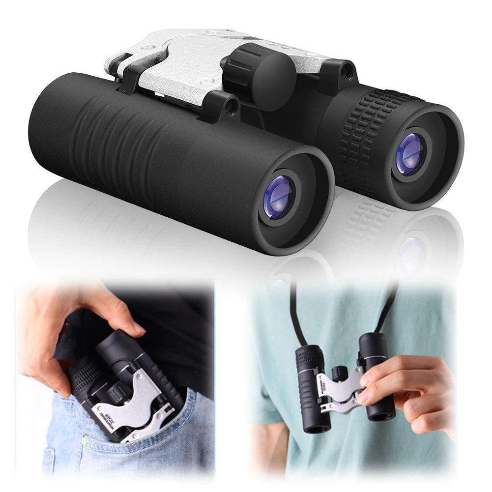 8x21 High Definition Large Field View Binoculars Easy Focus Mini Pocket Binoculars for Bird Watching Hunting Concert Theater