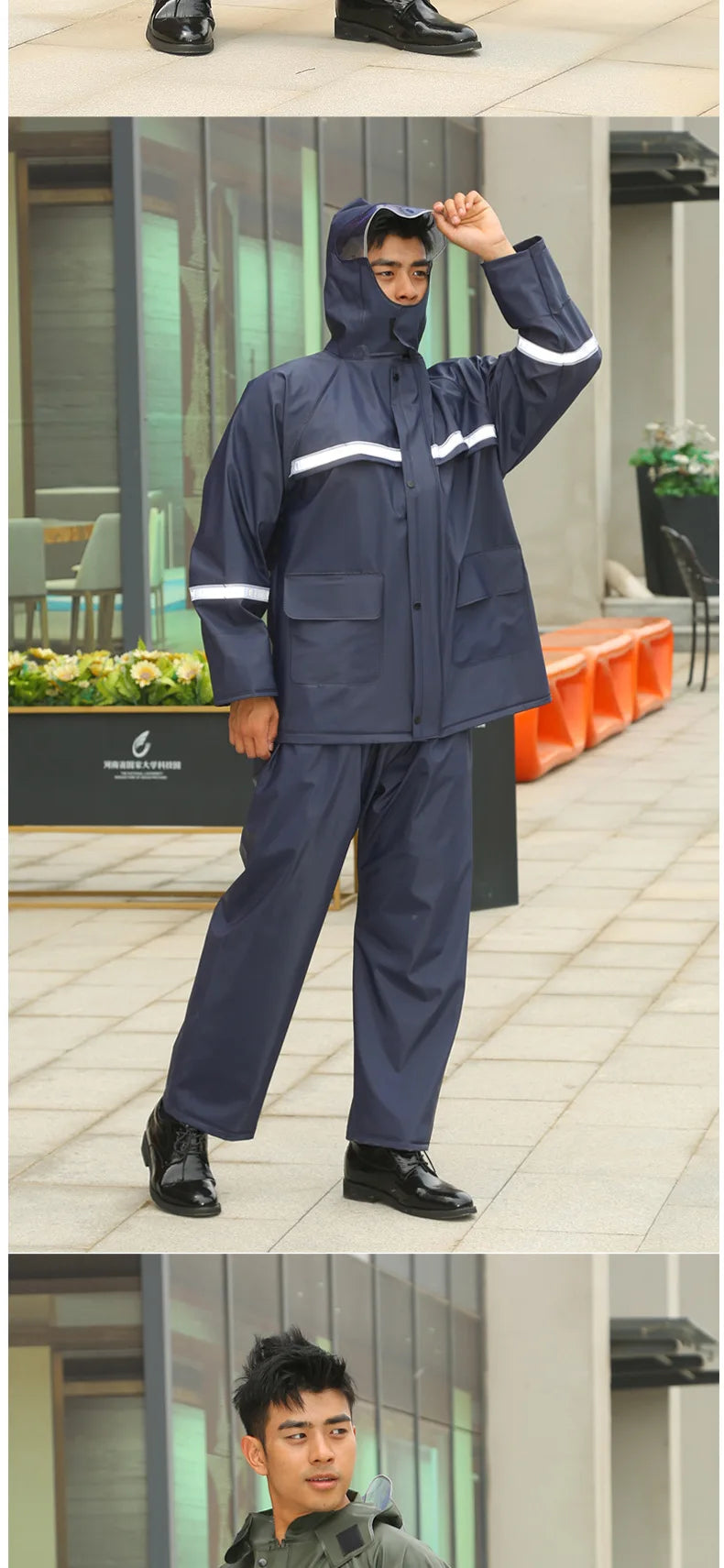 Raincoat and Rainpants Suit Full Body Rainstorm Prevention Electric Bicycle Motorcycle Takeaway Riding Reflective Split Raincoat