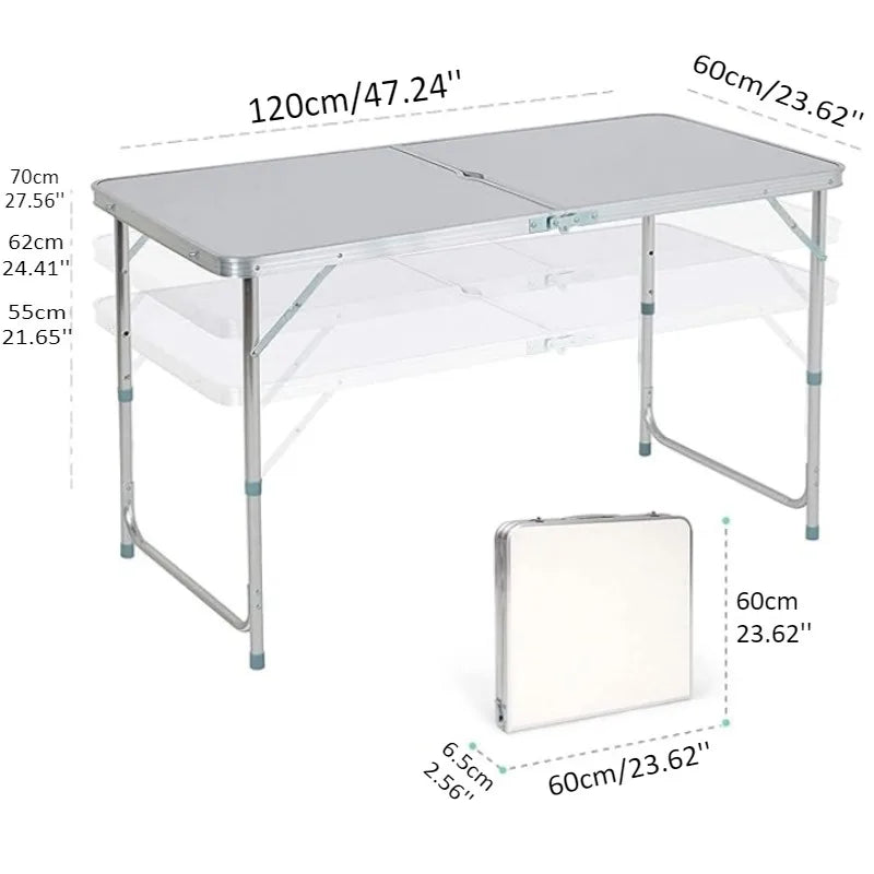 Camping Table Folding Table Outdoor Lightweight Portable Dining Table Height Adjustable Die-cast Metal Table for Camping BBQ