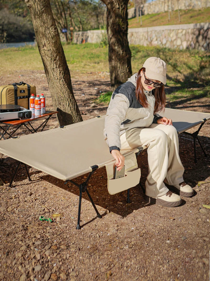 Lohascamping 90cm widen Camping cot Ultralight Portable High-low dual-purpose folding Bed Backpacking Travel hiking Sleeping Cot