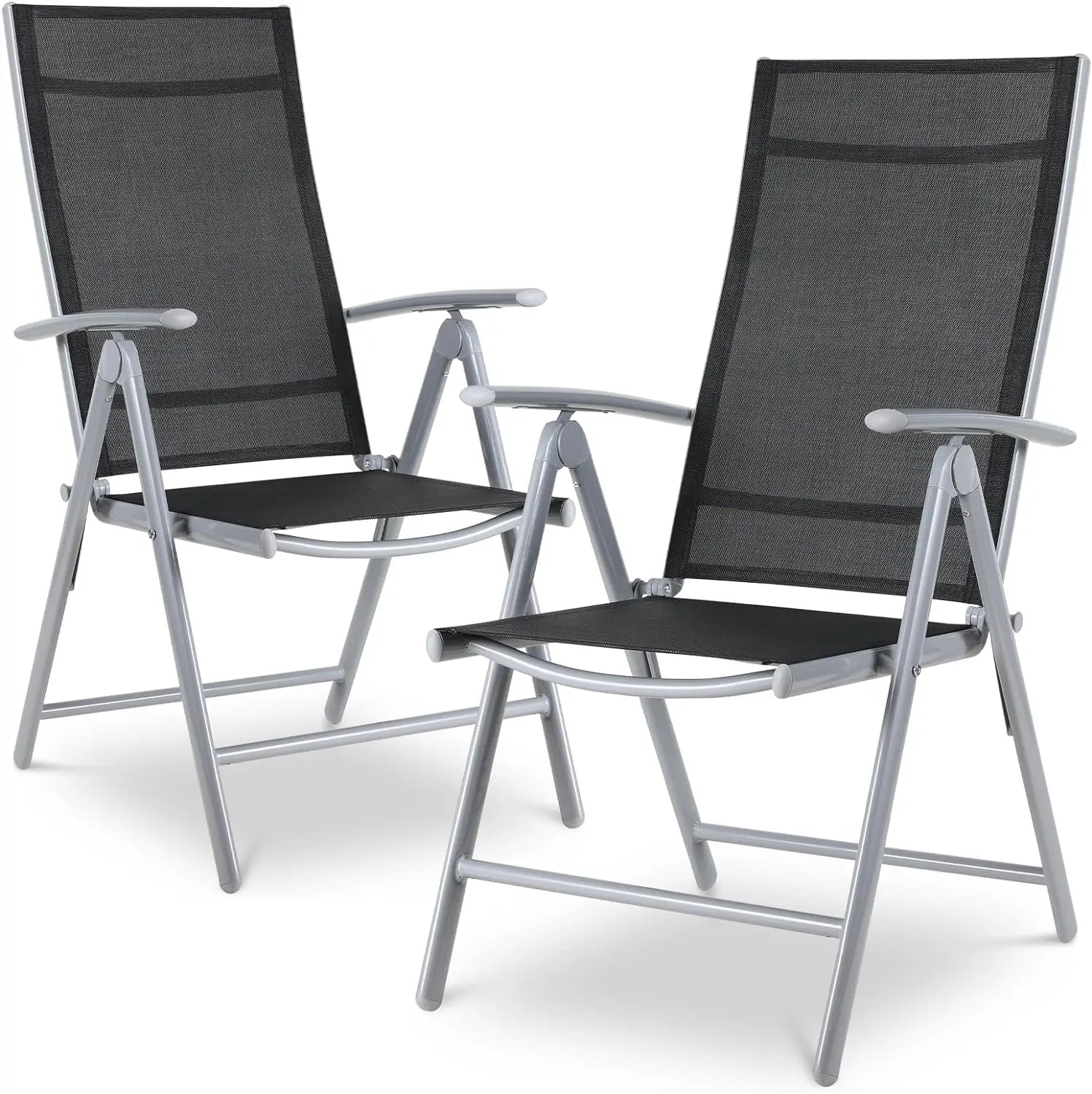 Homfa 2PC Balcony Chairs Set Garden Chairs Folding Chair 7-Way Adjustable Angle, Aluminium Camping Chair, Heavy Duty Load 150kg