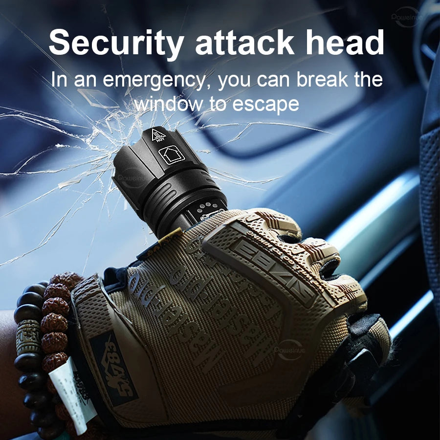 Powerful Flashlights Rechargeable LED Flash Lights Battery Display Hand Lantern Waterproof Lamps Outdoor Adventure Camping Torch