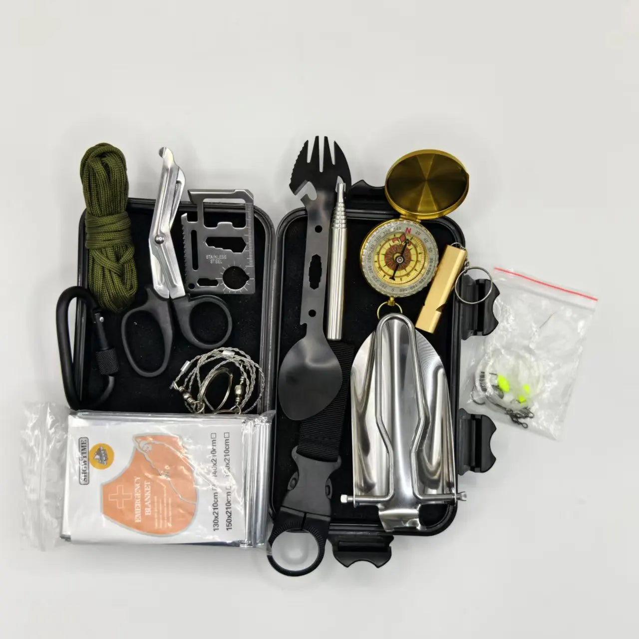 14-in-1 Survival  Tools Kits, Survival Gear and Equipment, for Camping, Fishing, Hunting, Adventure.