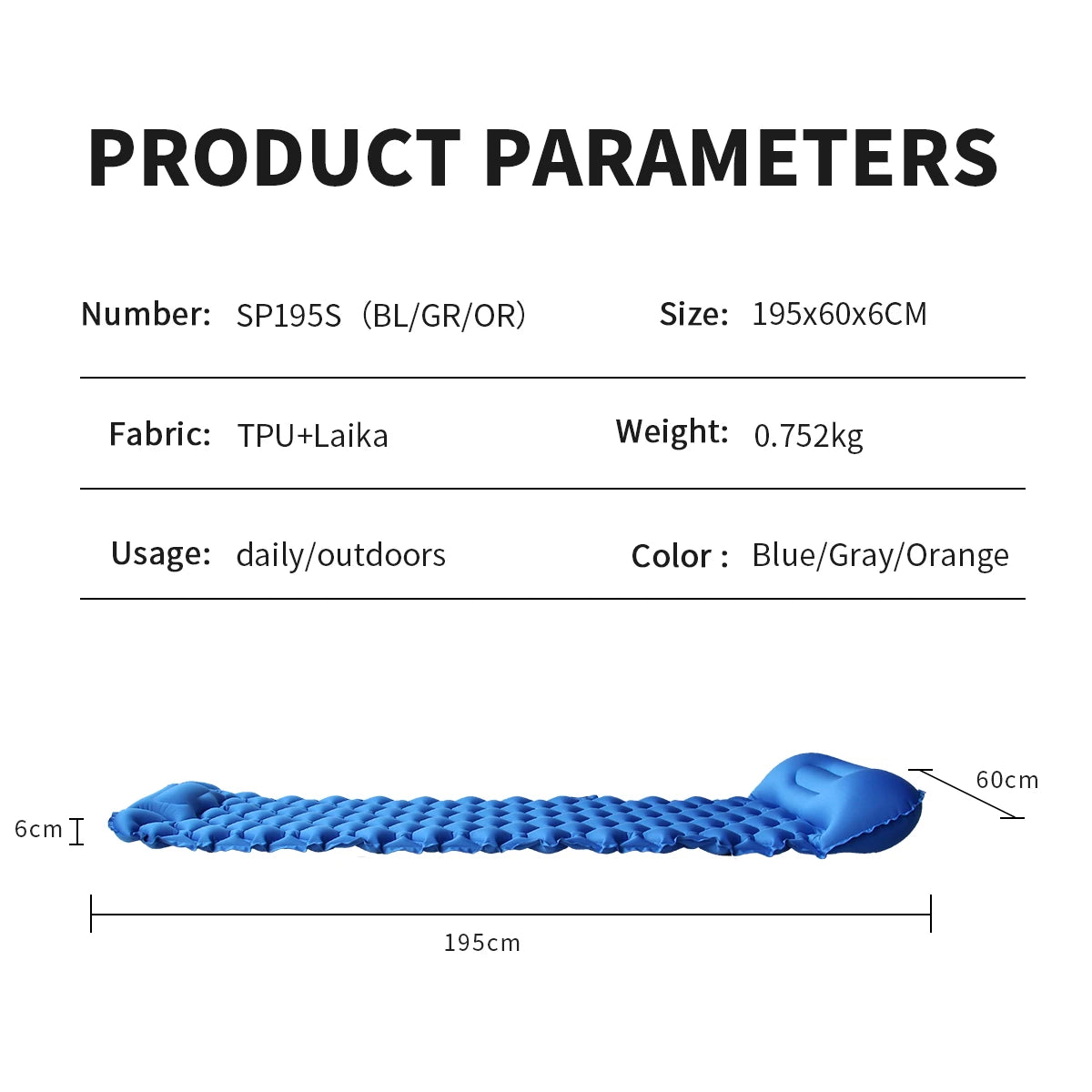 Outdoor Sleeping Pad with Pillow Ultralight, 77”*23.6”*2.4” Inflatable Camp Sleeping Mattress for Adult