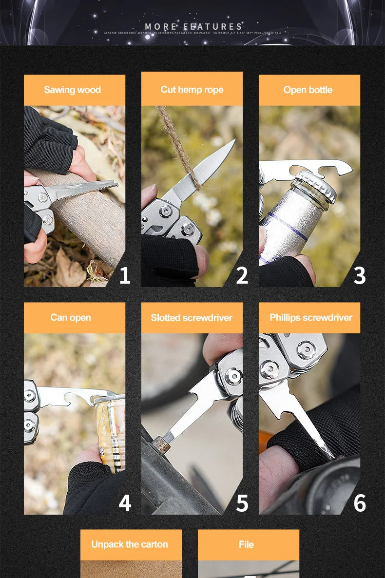 Portable Fold Outdoor Hunting Survival Rescue Tactical Multipurpose Repair Tool Folding Multi-tool Pocket Knife Pliers Mini