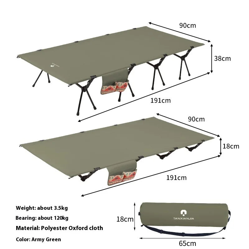Lohascamping 90cm widen Camping cot Ultralight Portable High-low dual-purpose folding Bed Backpacking Travel hiking Sleeping Cot