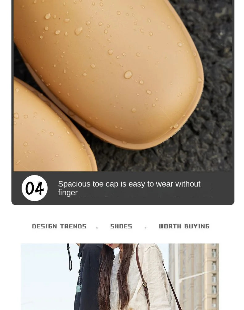 Rain Boots， for Men and Women, New Waterproof Shoes, Short Tube, Non-slip, Thick Sole, Wear-resistant, Warm Couple Camping Shoes